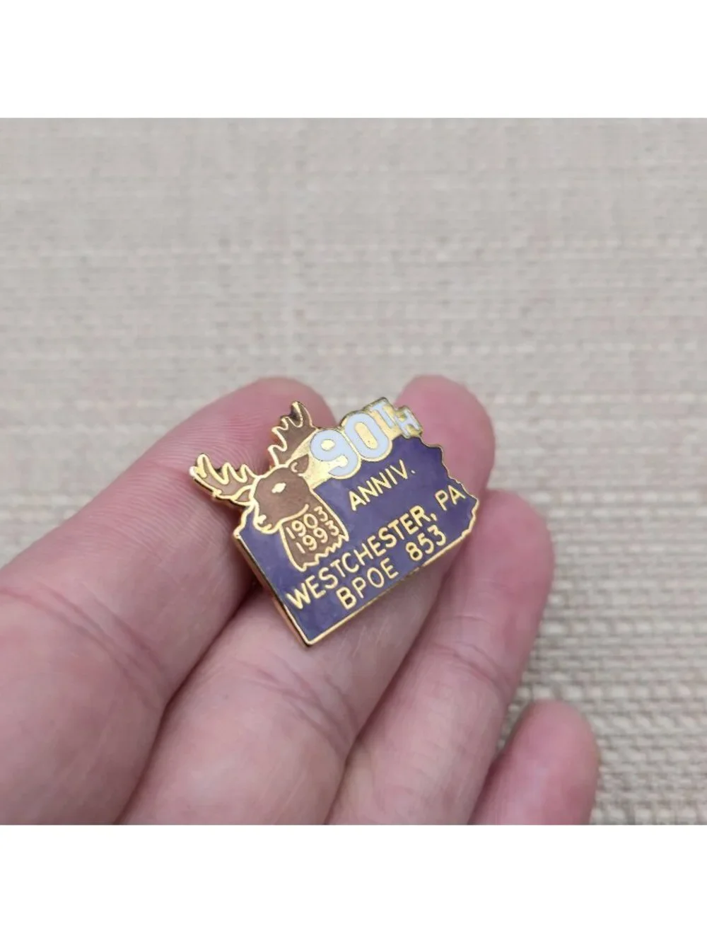 West Chester PA Elks BPOE 853 Lodge 90th Anniversary 1993 Enamel Pin A8118
